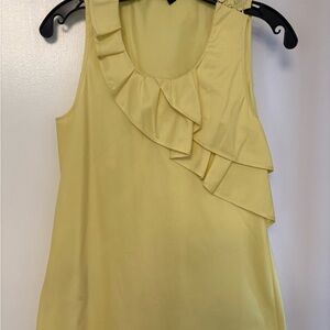 Hugo Boss Soft Yellow Ruffle Scoop Neck Tank